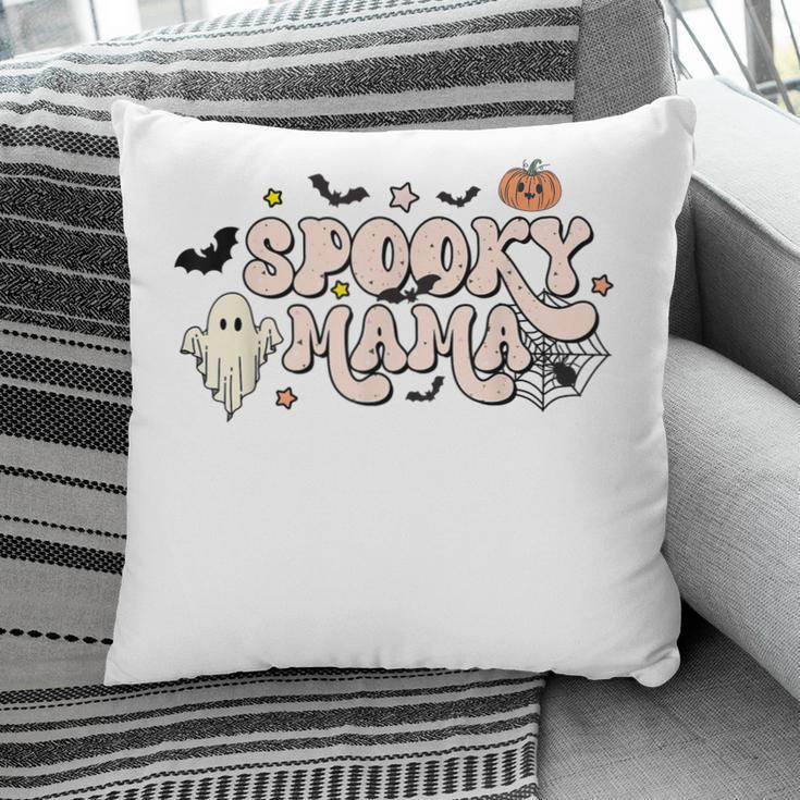 Retro Vintage Spooky Mama One Thankful Mama Funny Halloween V2 Pillow