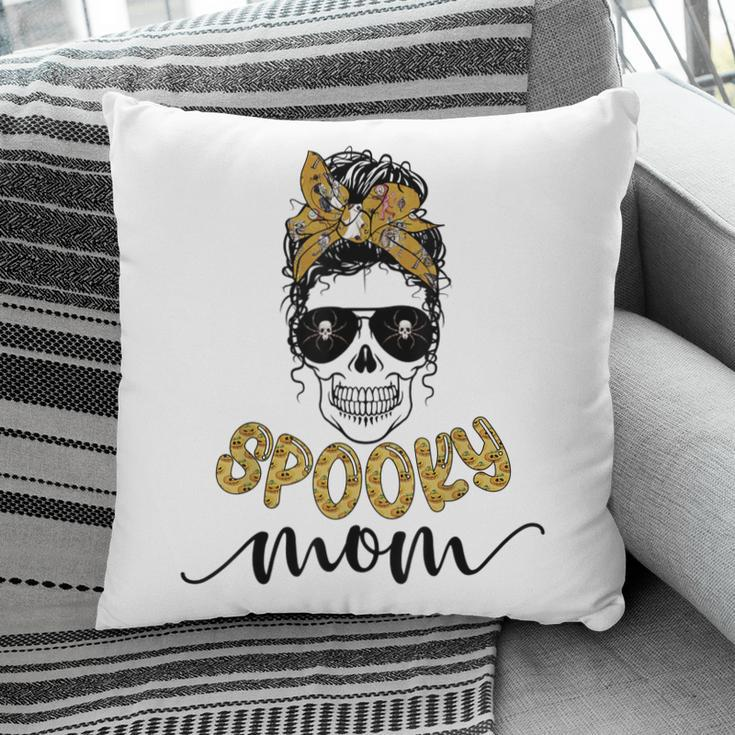 Skull Spooky Mom Messy Bun Mama Spider Halloween Zombie Pillow