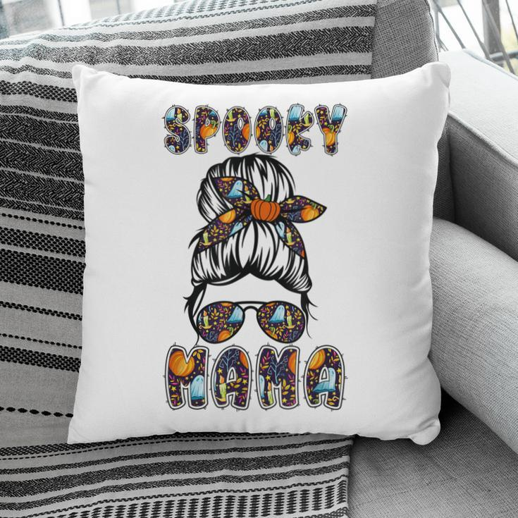 Spooky Mama Scary Halloween Messy Hair Bun Mothers Pillow
