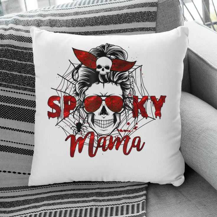 Spooky Mama Skull Witch Women Messy Bun Halloween Costume Pillow