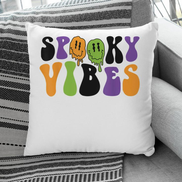 Spooky Vibes Dripping Smile Face Funny Halloween Night Party Pillow