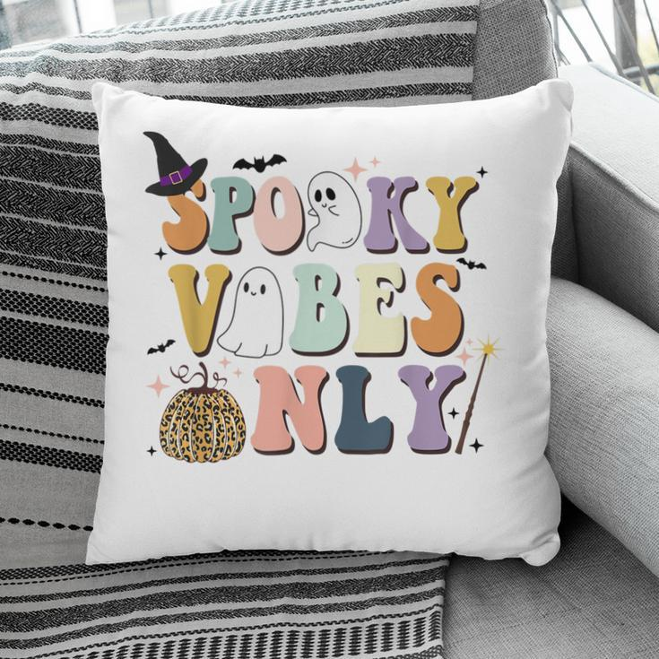 Spooky Vibes Only Retro Halloween Pumpkin Ghost Boo Kids Pillow