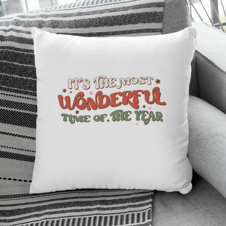 Vintage Christmas Most Wonderful Time Of The Year Pillow