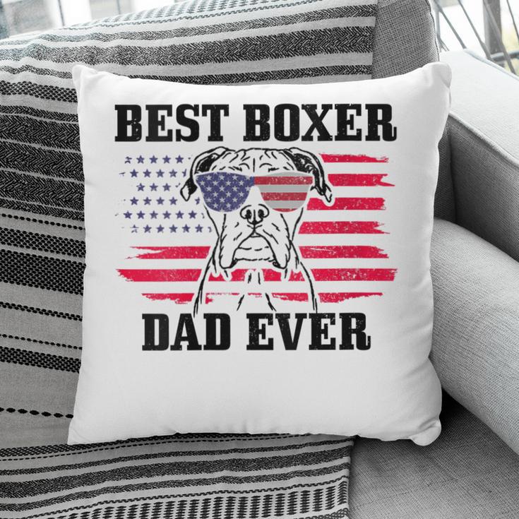 Womens Best Boxer Dad Ever Dog Patriotic 4Th Of July American Flag Pillow