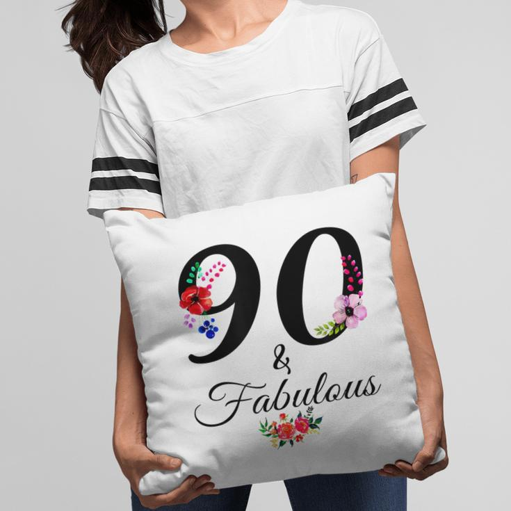 90 & Fabulous 90 Years Old Vintage Floral 1932 90Th Birthday Pillow