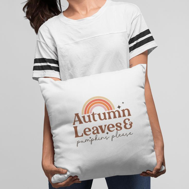 Fall Retro Autumn Leaves Pumpkins Please Thanksgiving Quotes Autumn Season Pillow