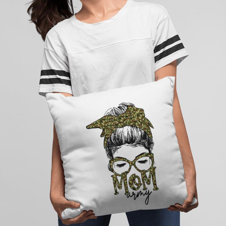 Funny Army Mom Messy Bun Hair Glasses V2 Pillow