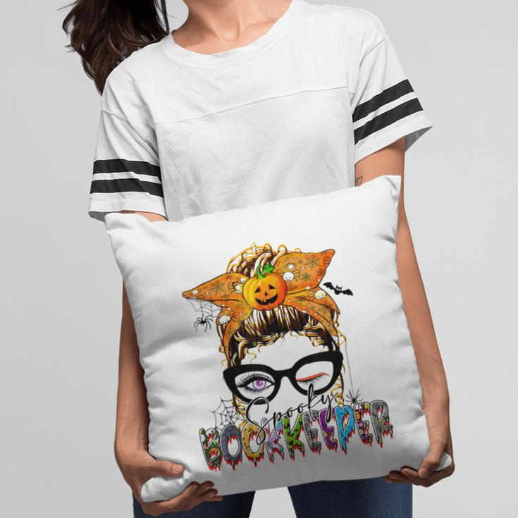 Halloween Spooky Bookkeeper Messy Bun Glasses Accountant Pillow