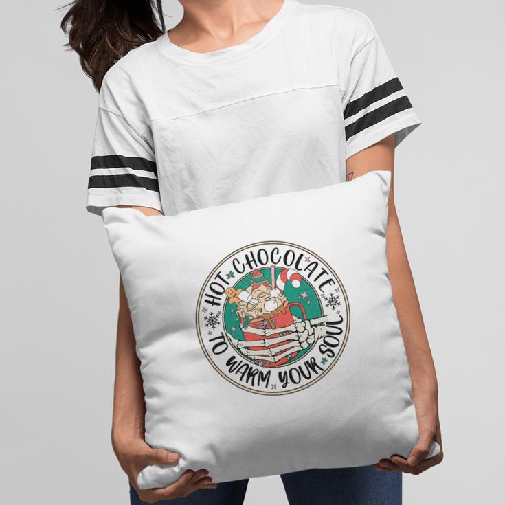 Retro Christmas Skeleton Hot Chocolate To Warn Your Soul Pillow