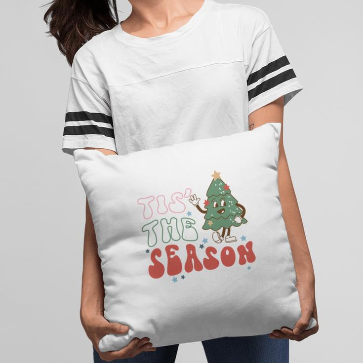 Retro Christmas Tis The Season Vintage Christmas Tree Pillow