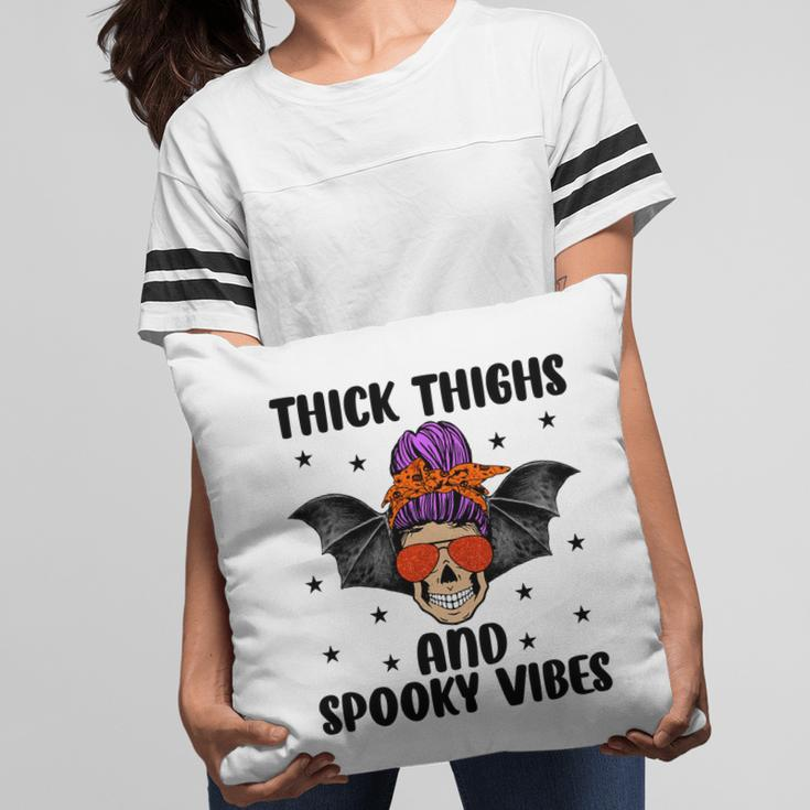 Thick Thights And Spooky Vibes Halloween Messy Bun Hair Pillow