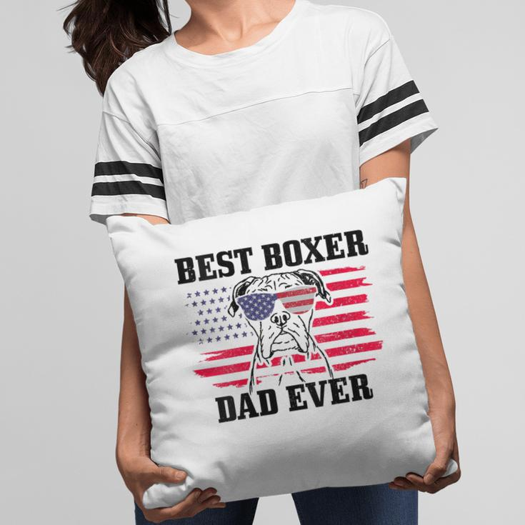 Womens Best Boxer Dad Ever Dog Patriotic 4Th Of July American Flag Pillow