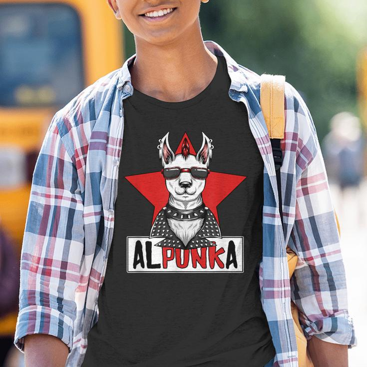 Alpunka Punk Alpaca Lama Punk Rock Rocker Anarchy Kinder Tshirt