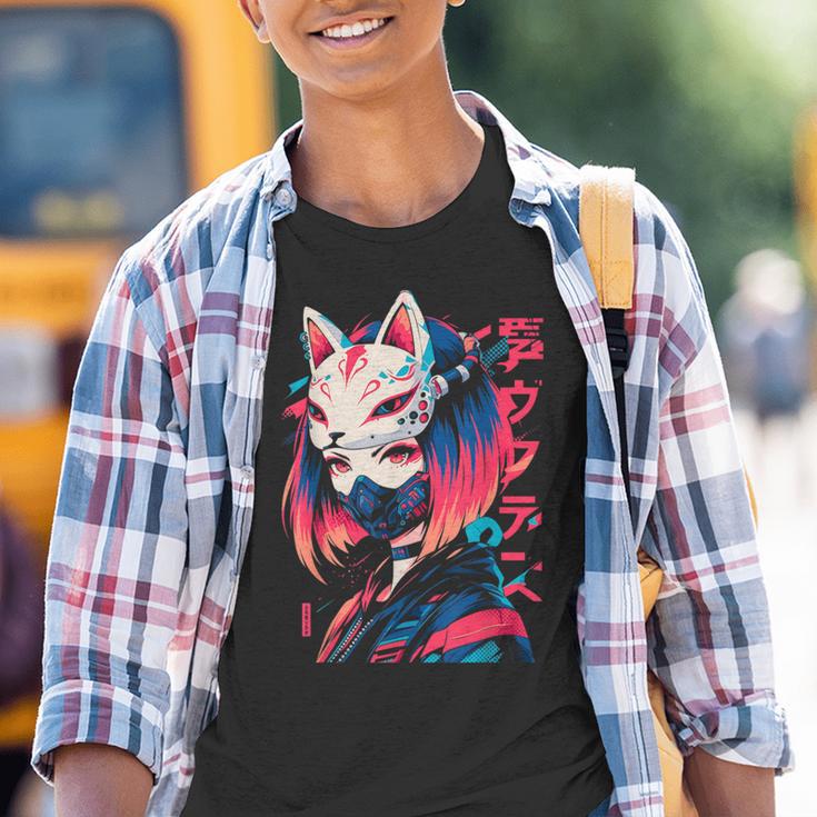 Anime Manga Cyberpunk Aesthetic Techwear Harajuku Kitsune Kinder Tshirt