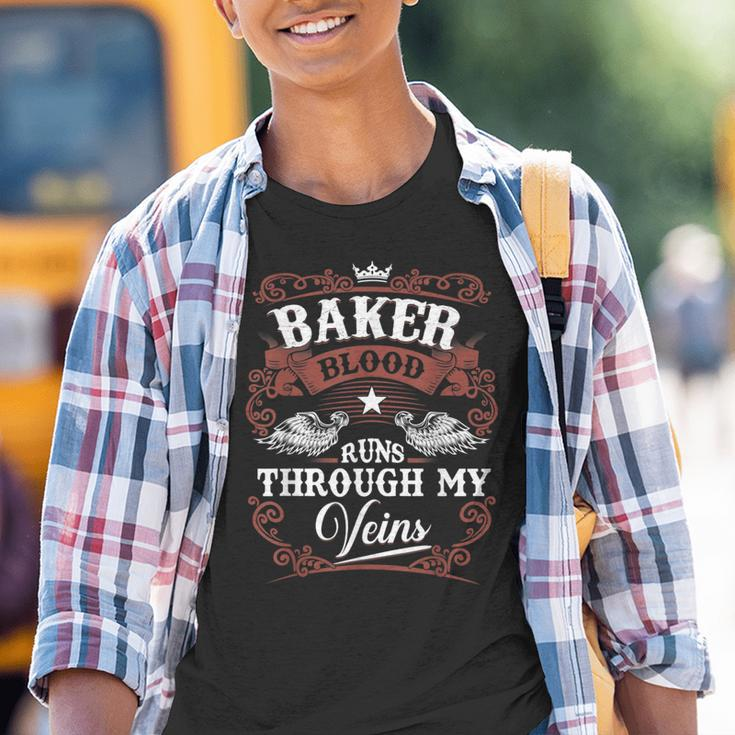 Baker Blood Runs Through My Veins Family Name Vintage Youth T-shirt