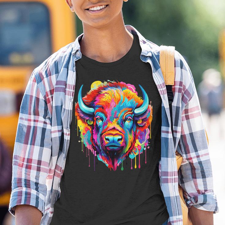 Cooles Bison-Kopf- Mit Hellen Farben Kinder Tshirt