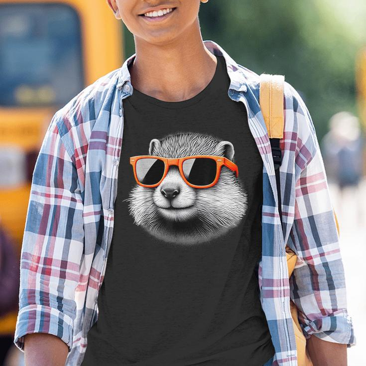 Cooles Murmeltier Trägt Sonnenbrille Grafikkunst Kinder Tshirt