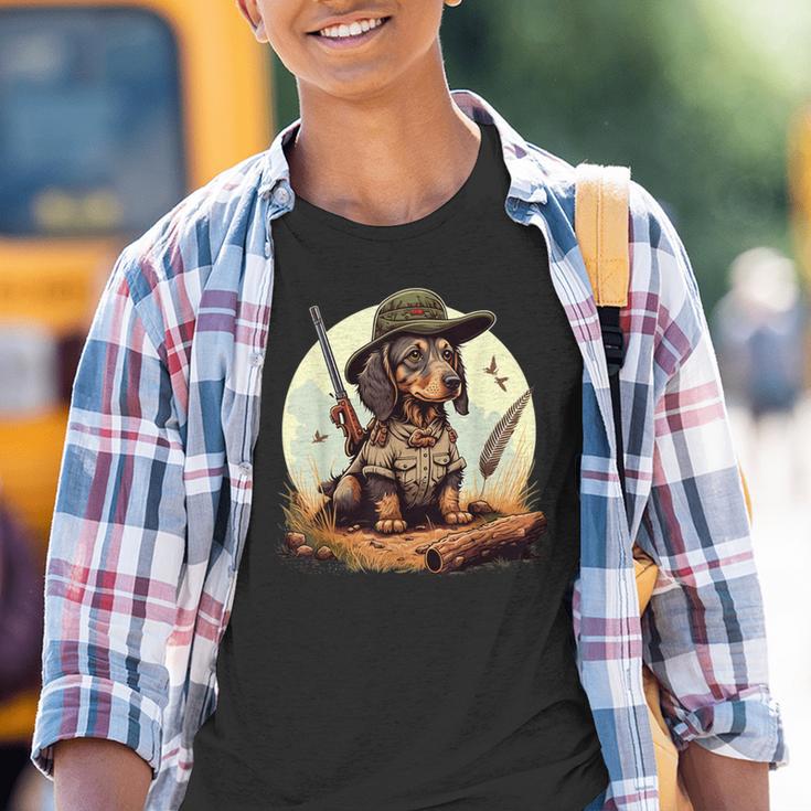 Dachshund Hunter On Dachshund Game Hunting Kinder Tshirt