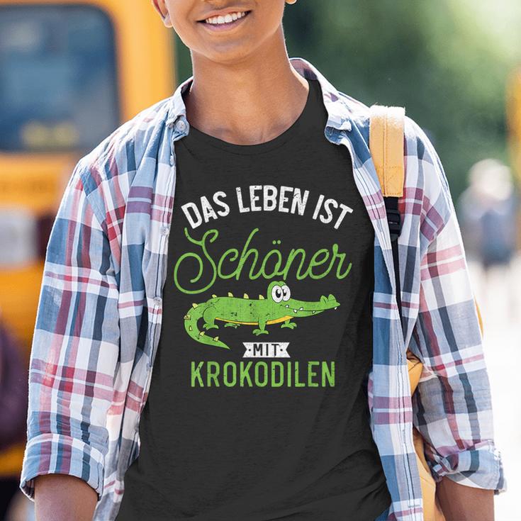 Das Leben Ist Schöner Mit Krokodilen Zoo Animal Crocodile Kinder Tshirt