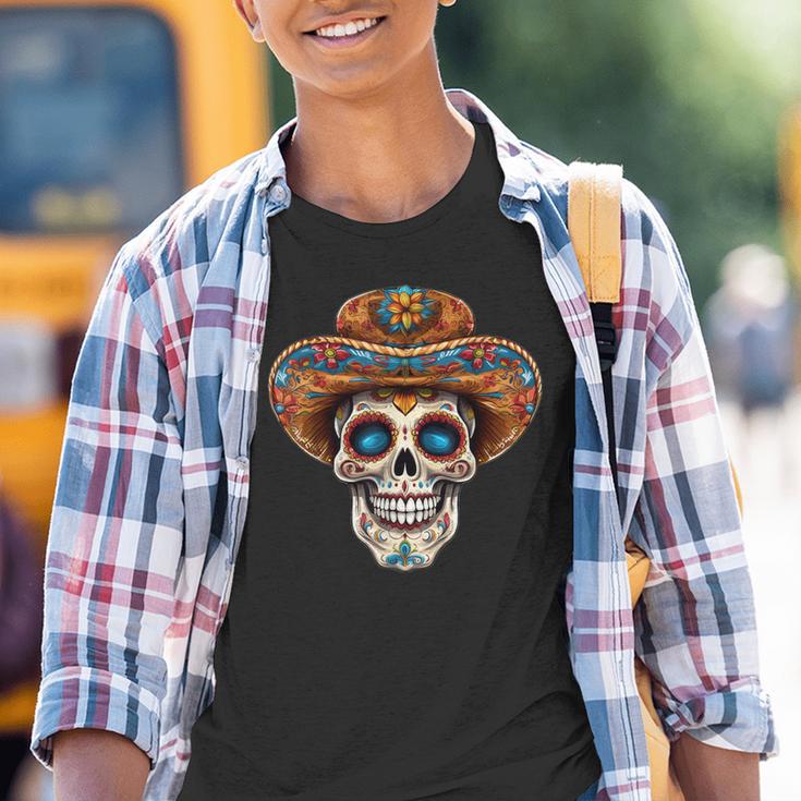 Dia De Los Muertos Carnival Mexican Head Sugar Skull Kinder Tshirt