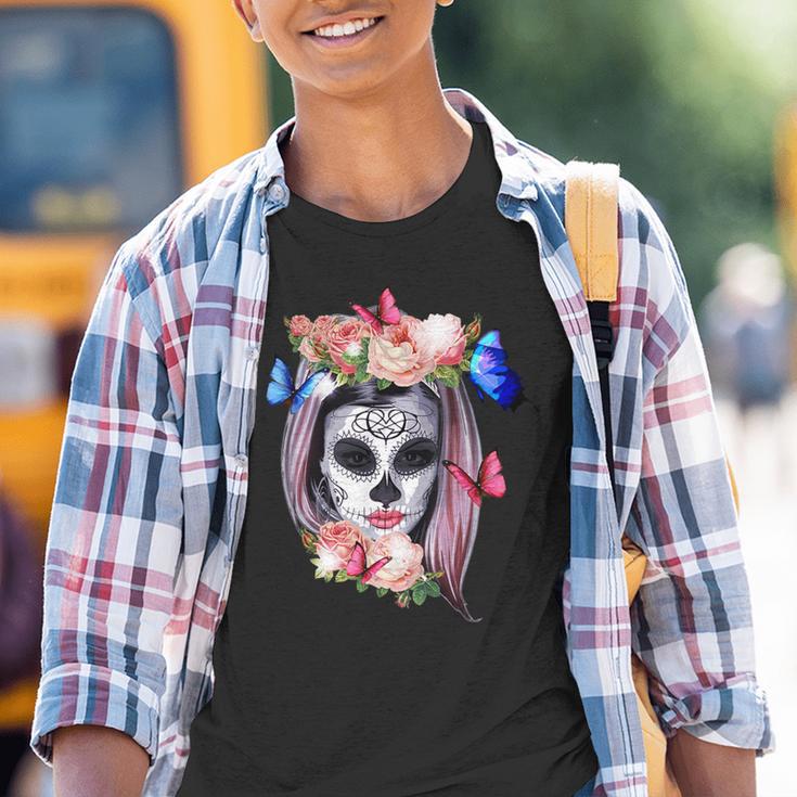 Dia De Los Muertos Sugar Skull Crâne Gothic Day Of The Dead Youth T-shirt