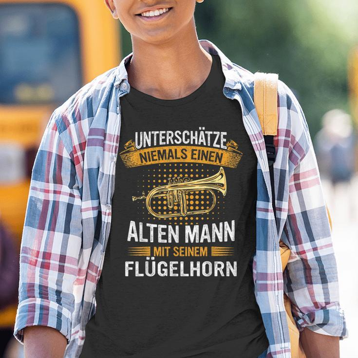 Flugelhorn Alter Mann Flugelhornist Instrument Kinder Tshirt