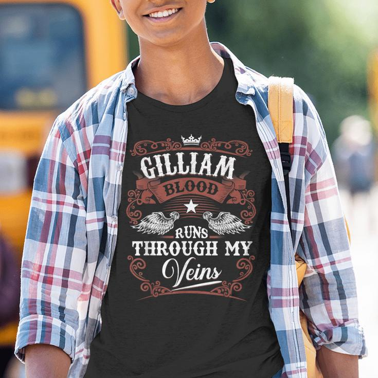 Gilliam Blood Runs Through My Veins Vintage Family Name Youth T-shirt