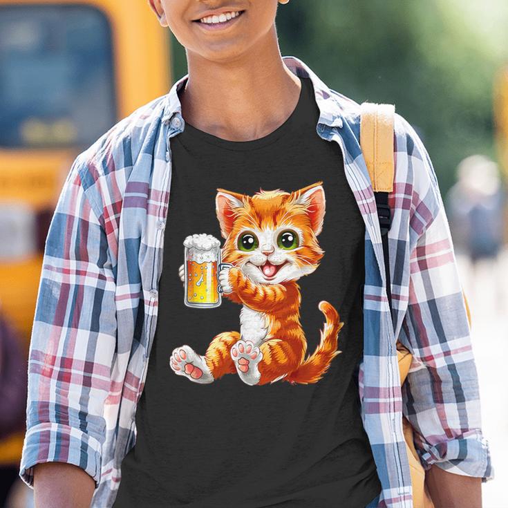 Katze Kater Trinkt Bier Zum Männertag Oderatertag Kinder Tshirt