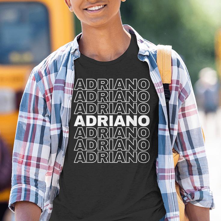 I Love Adriano Retro Pattern Personalised Kinder Tshirt