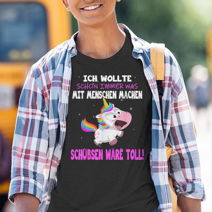 Was Mit Menschen Machen Unicorn Saying Kinder Tshirt