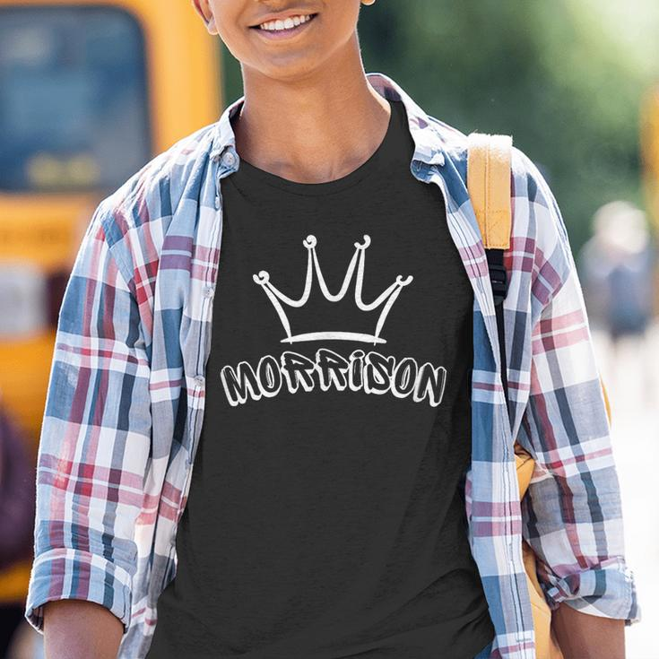 Morrison Family Name Cool Morrison Name And Royal Crown Youth T-shirt