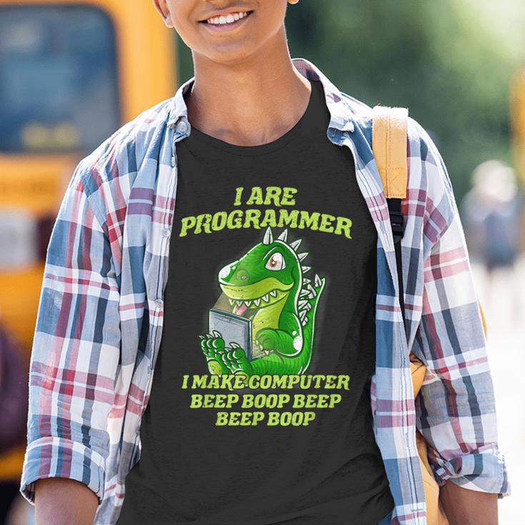 I Are Programmer T-Rex Dinosaur Nerd Dino Programmer Kinder Tshirt