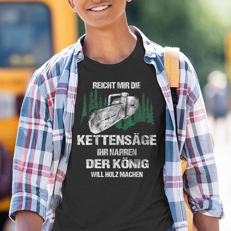 Reicht Mir Die Kettensaw Ihr Jester Woodcutter Kinder Tshirt