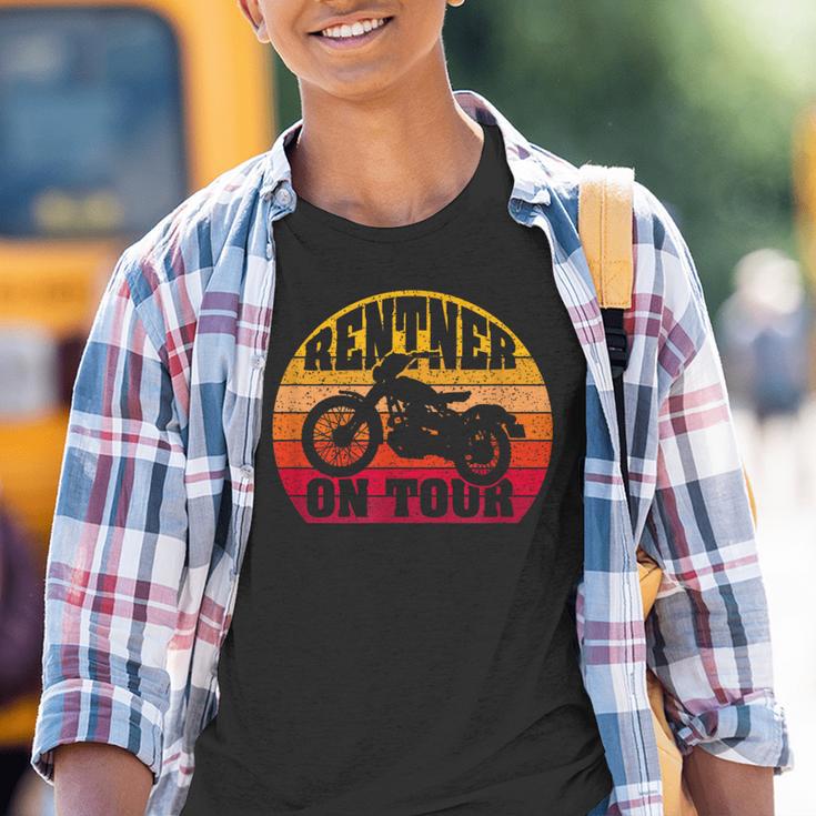 Rentner On Tourintage Motorcycle Biker Kinder Tshirt