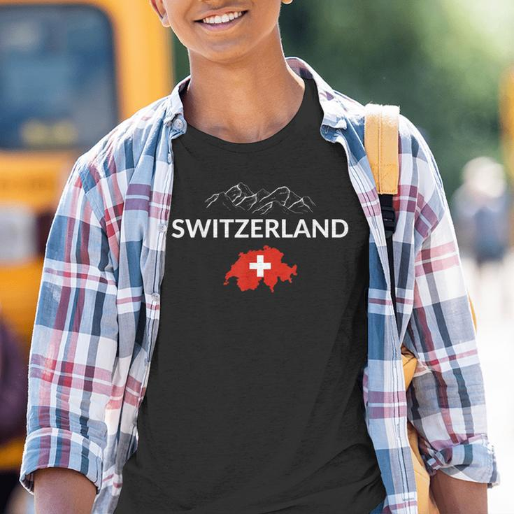 Switzerland Flag Hiking Holiday Switzerland Swiss Flag Kinder Tshirt