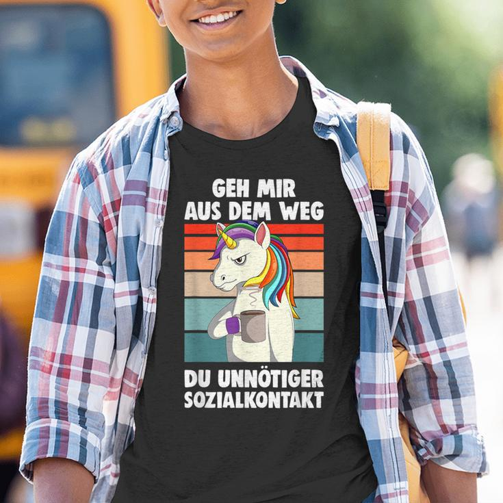 Unicorn Geh Mir Aus Dem Weg Du Unnötiger Sozialkontakt German S Kinder Tshirt