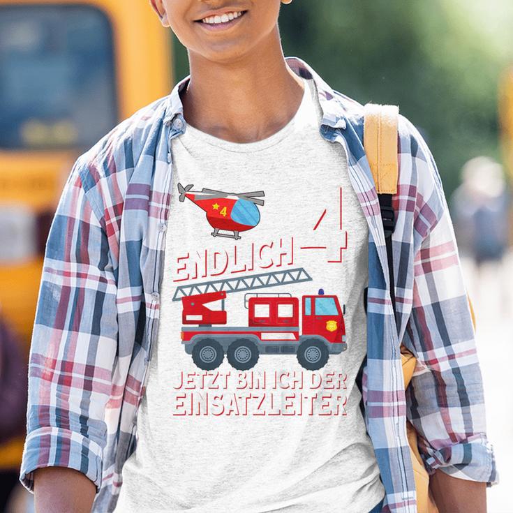 Children's Fireman Endlich 4 Jetzt Bin Ich Einsatzeiteiteiter Kinder Tshirt