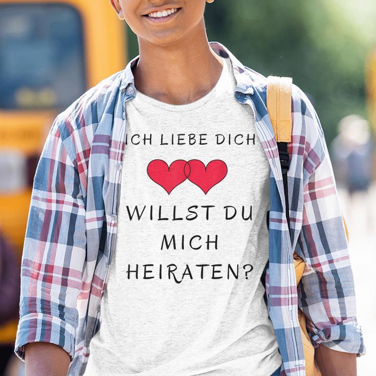 Ich Liebe Dich Willst Du Mich Marrieat Kinder Tshirt