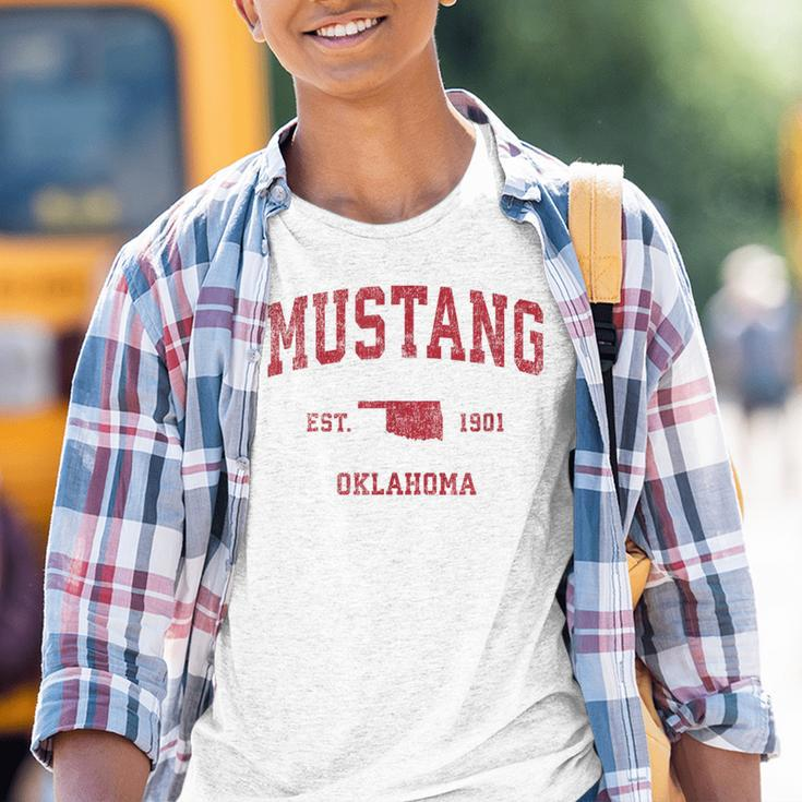 Mustang Oklahoma Ok Vintage Sports Red PrintS Kinder Tshirt