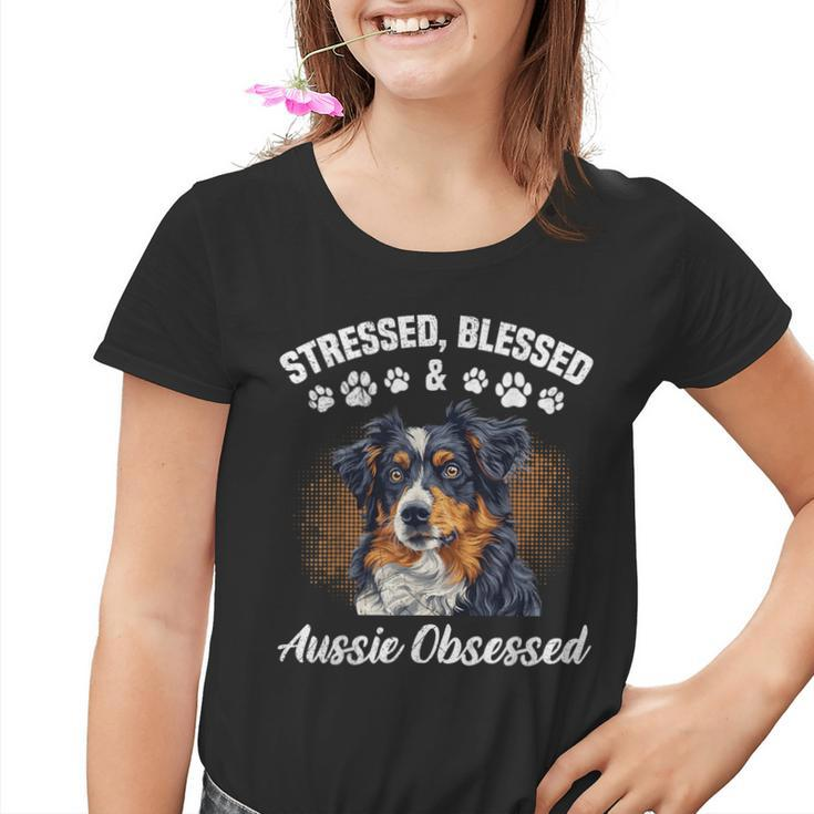 Australian Shepherd Stressed Blessed Aussie Lustig Besitzer Kinder Tshirt
