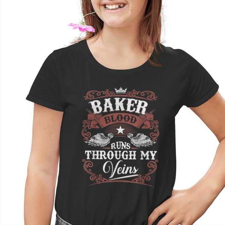 Baker Blood Runs Through My Veins Family Name Vintage Youth T-shirt