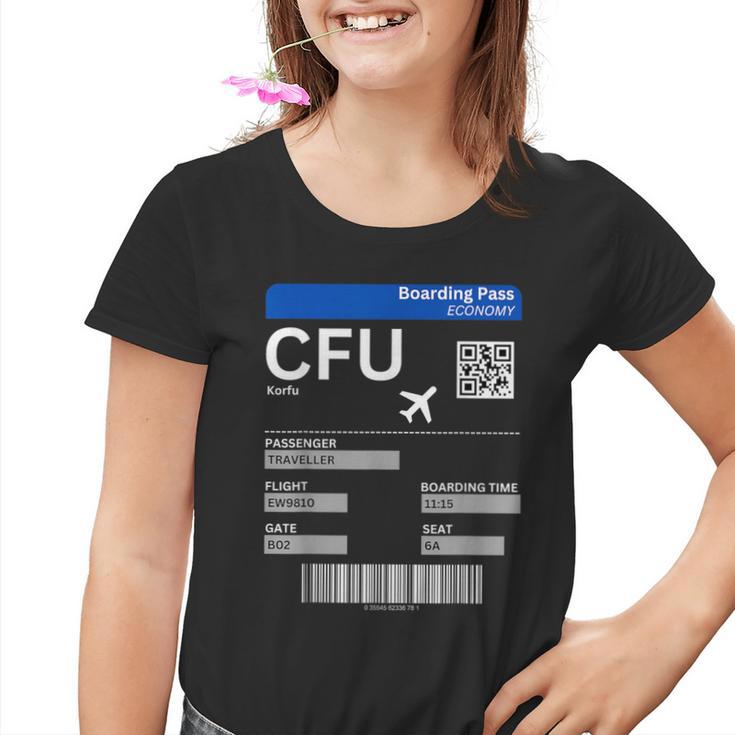 Boarding Pass Korfu Cfu Flugticket Griechenland Korfu Kinder Tshirt