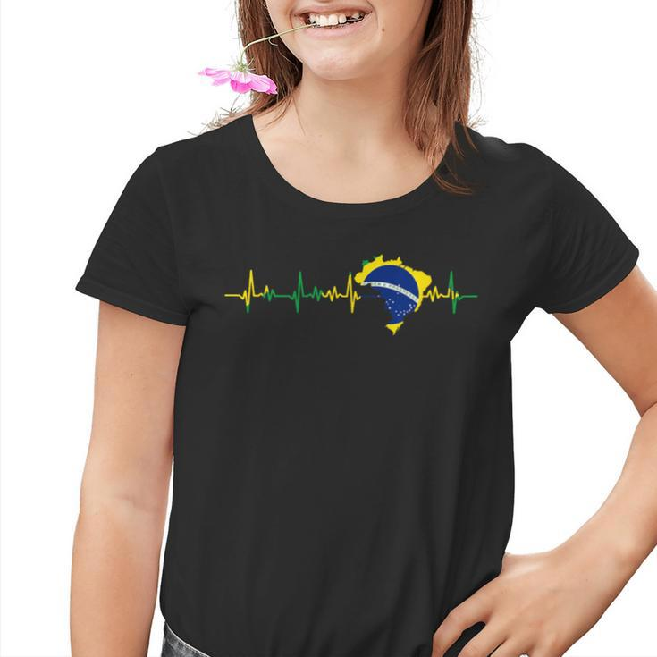 Brazil Flag Heartbeat Kinder Tshirt