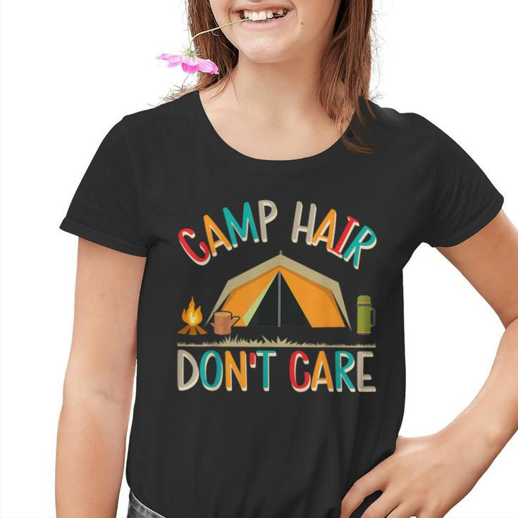 Camp Hair Don't Care Camping Outdoor Camper Wandern Kinder Tshirt