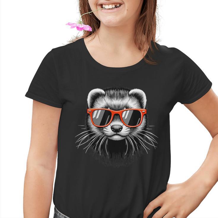 Cooles Frettchen Trägt Sonnenbrille Grafikkunst Kinder Tshirt