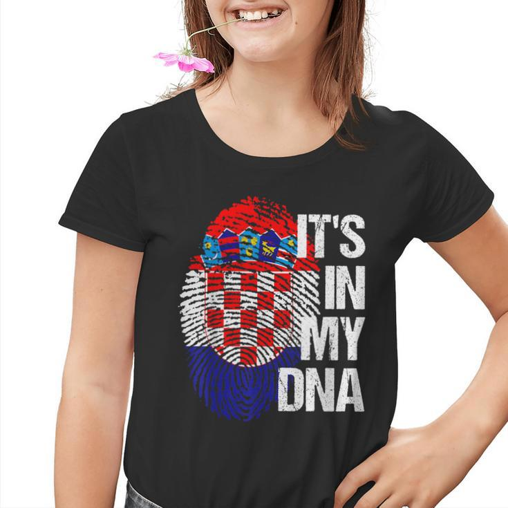 Croatia Hrvatska Flag Home Roots Fingerprint Dna Kinder Tshirt