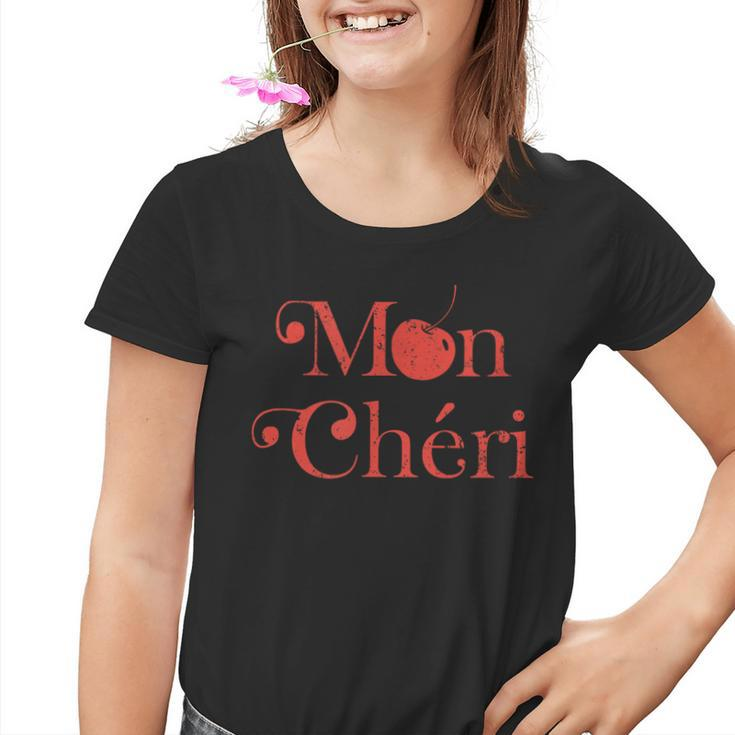 Cute Cherry Mon Cheri France Slogan Travel Kinder Tshirt