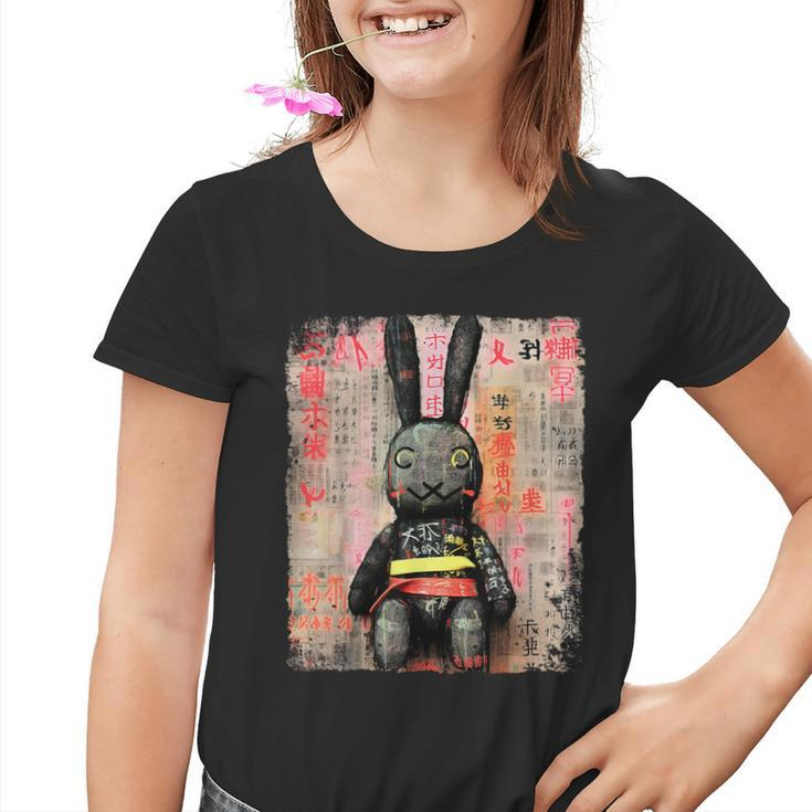 Cyberpunk Rabbit Japanese Futuristic Rabbit Samurei Kinder Tshirt