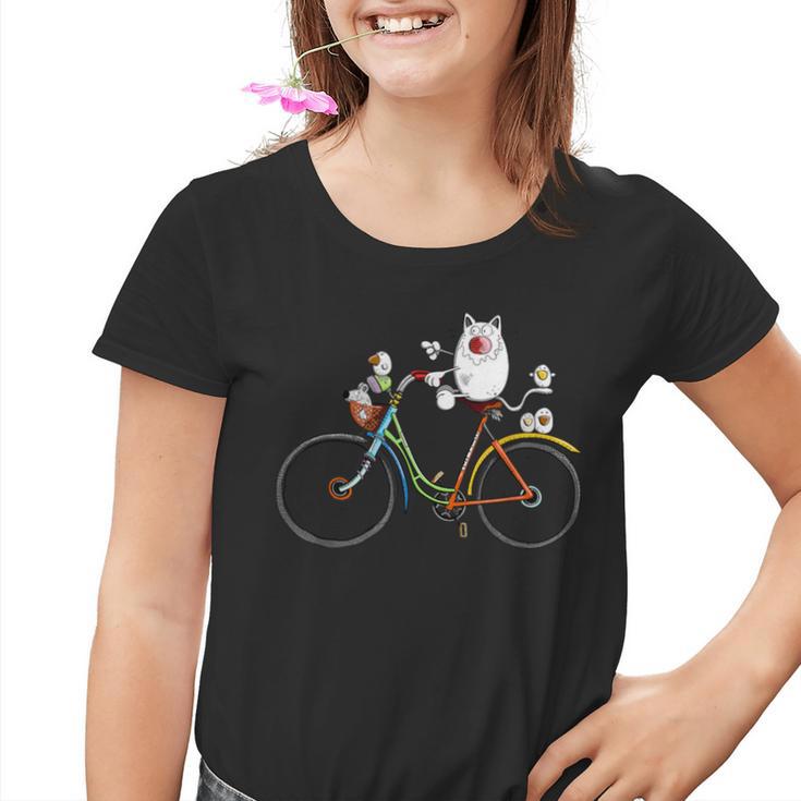 Cycling Cat I Cat Print Cat Fun Kinder Tshirt