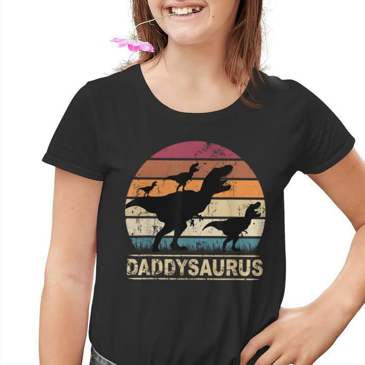 Daddysaurus Papa Von Drei Kinder Dino Triplets Children's Kinder Tshirt